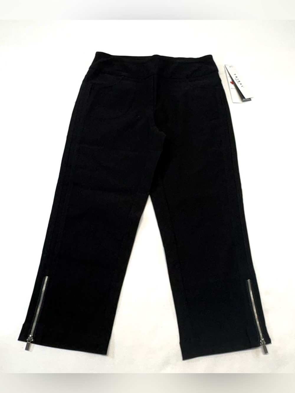 Tribal Fashion Black Flatten It Pull-On Capri Pants Sz 4P Zipper Hem